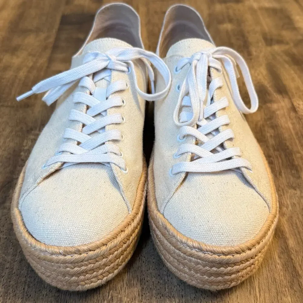 Schutz Clover Espadrille Platform Sneakers Lace Up Canvas Brazil Made Women 10B